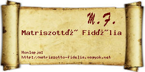 Matriszottó Fidélia névjegykártya
